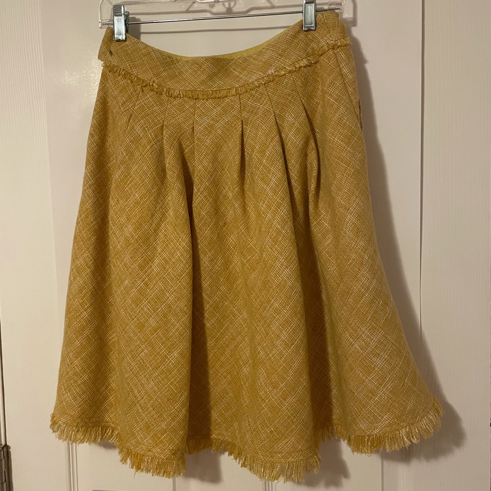 Anthropologie|Maeve gold linen skirt